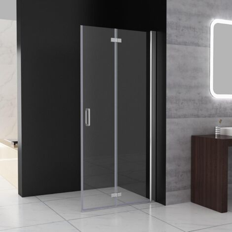 Faltbar Duschwand Walk in Dusche Pendeltüren Duschabtrennung mit Falttür Drehtür Nischentür 6mm NANO Sicherheitsglas Duschtrennwand，120 x 185 cm