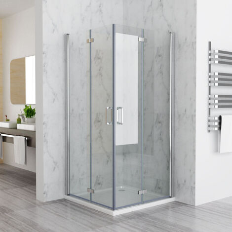 Duschkabine Falttür Eckeinstieg Duschabtrennung ESG Nano Glas, Doppeltür 120x90x197cm