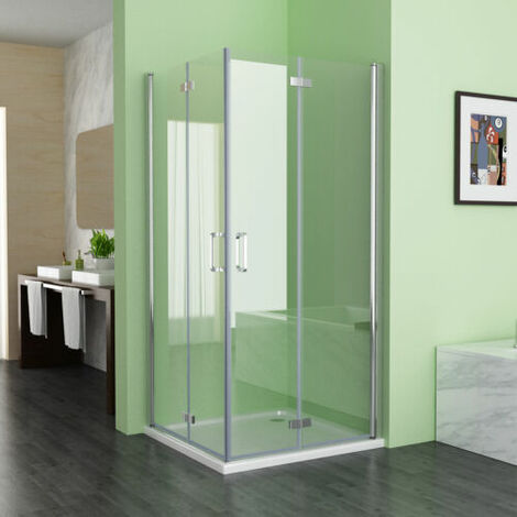 Duschkabine Falttür 185cm Höhe Duschabtrennung Eckig Dusche 180º Duschwand 6mm NANO Glas, 70x70cm