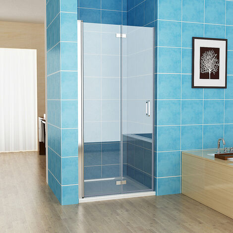 Nischentür Falttür Pendeltür Duschabtrennung 180º Duschtür Duschwand 6mm NANO Glas, 100x197cm