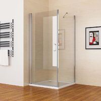 Duschkabine Schwingtür Eckeinstieg in Höhe 185/195cm 180° Dusche mit 6mm NANO Glas, Tür 100 x 80 Seitenwand x 195cm