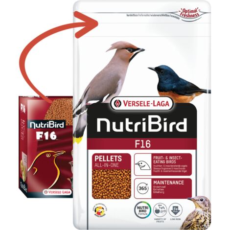 Pienso para pájaros insectívoros y frugívoros 10 kg. NUTRIBIRD F16 VERSELE  LAGA