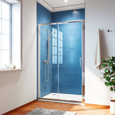 SIRHONA Porte de douche Coulissante Porte de douche coulissante réglable - Cadre en aluminium 150 cm
