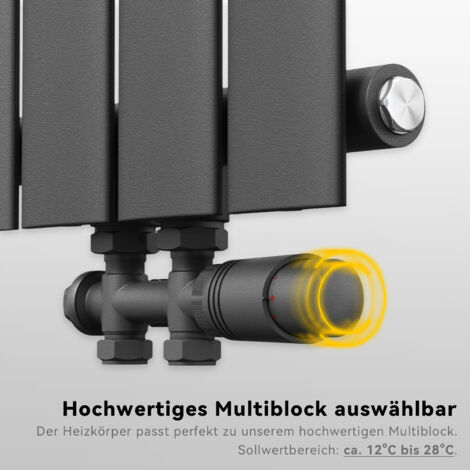 SONNI Radiateur Multiblock Garniture de raccordement Robinetterie Thermostat Anthracite