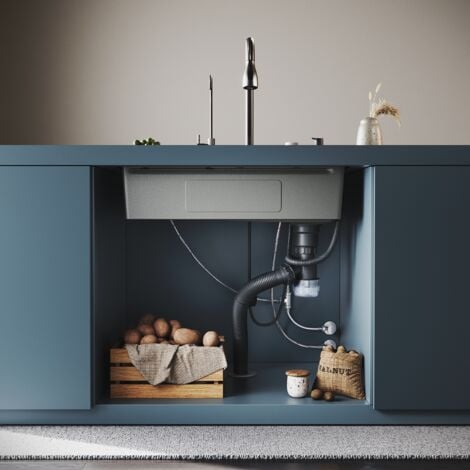 SIRHONA Évier de Cuisine 1 Bac Acier inoxydable 304 avec bec cascade et robinet escamotable 75x45x23 cm