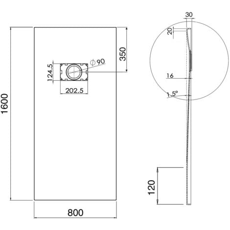 SONNI Receveur de douche 160x90cm Rectangle GT