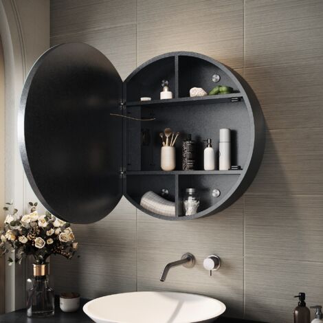 Armoire Salle De Bain Avec Miroir Anti-buée LED - 3 étagères Réglables - Dimensions 60x15x80 Cm - Rangement Intégré Sèche-cheveux - Blanc