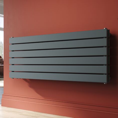 SONNI Radiateur eau chaude bicouche Anthracite Horizontal en acier 465x1200 mm Radiateur chauffage central (950W)
