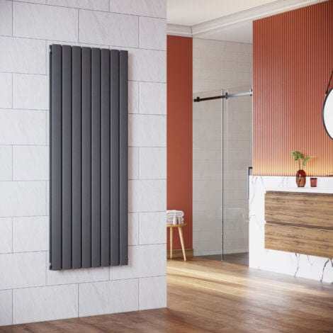 SONNI Radiateur eau chaude en acier Conception murale Vertical Radiateur chauffage central 1600x619mm Panneau Double Anthracite (1875W)