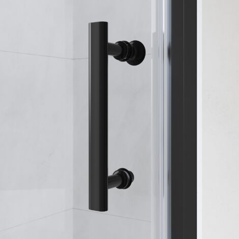 SIRHONA Porte de douche pivotante sans cadre Porte de cabine de douche réversible en verre de sécurité 5mm Noir 80cm