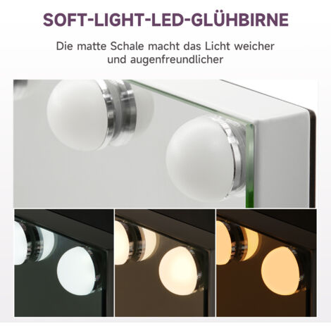 SIRHONA Miroir de Maquillage Hollywood Mural avec Lumineux pour Dressing Chambre,Port de Charge USB & Miroir Grossissant 80x65.5cm - Maison