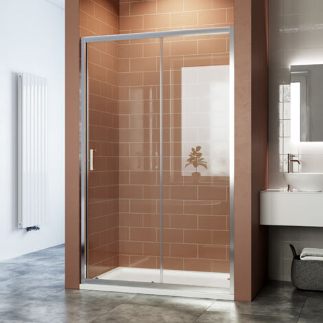 SIRHONA Porte de Douche Coulissante Avec Écran Lisse de 5 Mm Pour Salle de Bain - Paroi de Douche Réversible, Cadre Noir Mat de 1200 mm