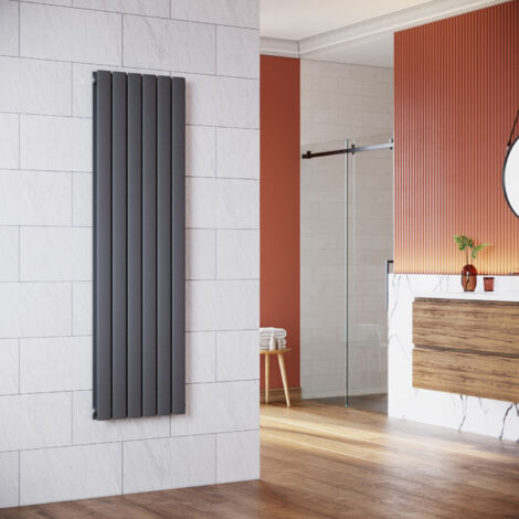SONNI Radiateur eau chaude en acier Conception murale Vertical Radiateur chauffage central 1600x465mm Panneau Double Anthracite (1240W)