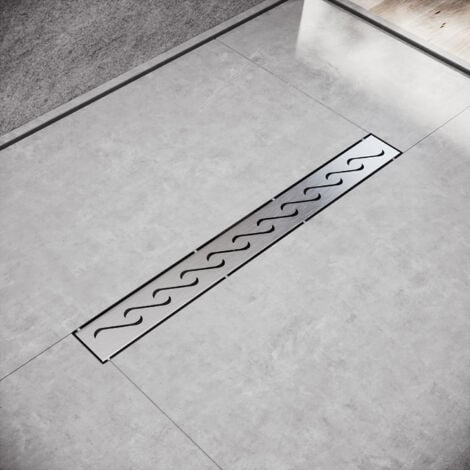 SIRHONA Caniveau pour Douche,Caniveau de Douche en Acier Inox Siphon Sol d'évacuation à Carreler pour Salle de Bain,avec appareil désodorisant et filtre à cheveux - 60cm