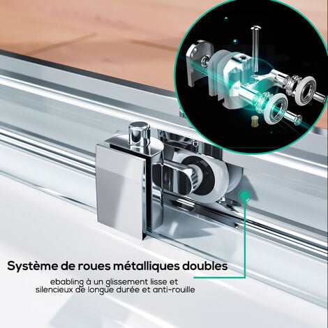 SIRHONA Porte de douche Coulissante Porte de douche coulissante réglable - Cadre en aluminium 170 cm