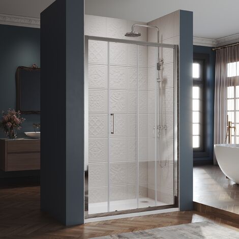 SIRHONA Porte de Douche Coulissante avec ajustage de largeur, en verre sécurit de 6mm, 120x185 cm