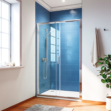 SIRHONA Porte de douche Coulissante Porte de douche coulissante réglable - Cadre en aluminium 120 cm