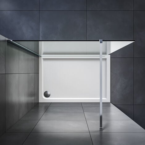 SIRHONA Paroi de douche à l’italienne en verre anticalcaire transparent 8mm avec barre de stabilisation 100 cm découpable 70 x 200 cm