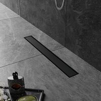 SIRHONA Caniveau Douche Noir Italienne 60cm à carreler, Siphon de Sol Douche Modèle 2 en 1, Acier Inoxydable