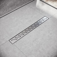 SIRHONA Caniveau pour Douche,Caniveau de Douche en Acier Inox Siphon Sol d'évacuation à Carreler pour Salle de Bain,avec appareil désodorisant et filtre à cheveux - 60cm