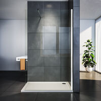 SIRHONA Paroi de douche à l’italienne en verre anticalcaire transparent 8mm avec barre de stabilisation 100 cm découpable 110 x 200 cm