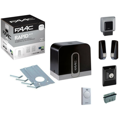 Automazione cancello scorrevole 400Kg 24V - FAAC Kit Rapid Cyclo SAFE&GREEN 