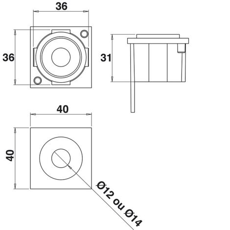 PORTAC Embout percé à pattes 40x40 pour tubes épaisseur 2  Finition: Blanc Ral 9010 - Diamètre de l'axe (mm): Diamètre de l'axe (mm) : 12