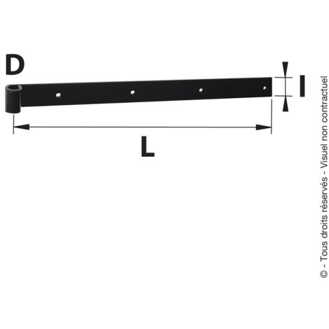 TORBEL Penture bout droit 35x4 diamètre 14  Finition: Noir - L (mm): L (mm) : 800