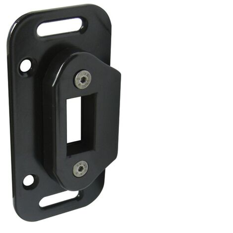 Portac – Gâche pour portail en inox avec contreplaque – Finition noir Ral 9005 – Compatible serrure à encastrer avec butée intégrée – Montage réversible