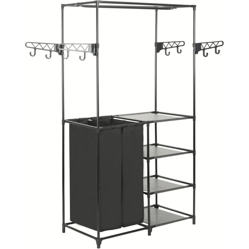 [en.casa] Stand Appendiabiti (AxLxP) 139 x 158 x 40 cm Organizzatore  Guardaroba Scaffale Porta Abiti con 2 Barre e 9 Ripiani Struttura Capiente  in