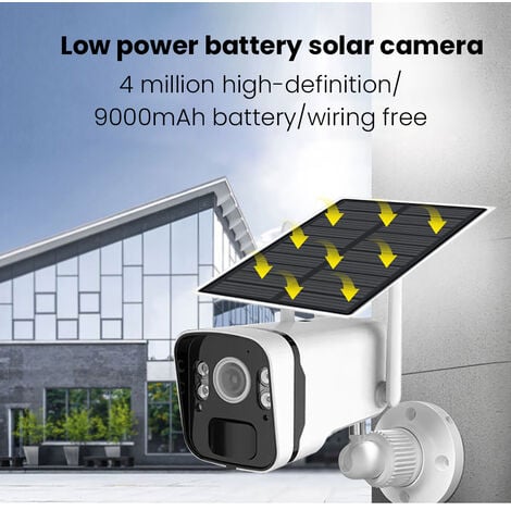 Camera de Surveillance Exterieur Batterie Solaire sans Fil, camera wifi 8MP  HD, batterie rechargeable 12000mah+ carte