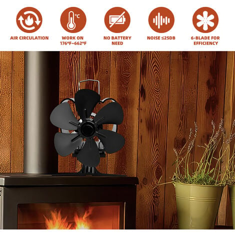 le noir - Thermomètre de cheminée pour poêle à bois magnétique, ventilateur  de cheminée, outils de cheminée