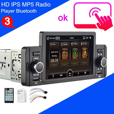 Autoradio Android MP5 avec Navigation GPS, Lecteur Multimedia, 1 DIN,  Voiture, Stereo, Video, Wi-Fi, Bluetooth, Lien Miroir