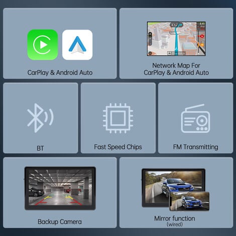 Portable Apple Carplay Sans fil Android Auto Radio stéréo 7 pouces Ips  Lecteur d'écran tactile Voiture Camion GPS Navigation