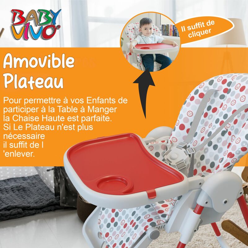 Baby Vivo Chaise Haute pour Bébé / Enfant en Plastique - Tippy en