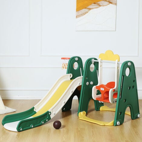 Baby Vivo Toboggan pour enfants Toboggan Froggy en Vert Foncé