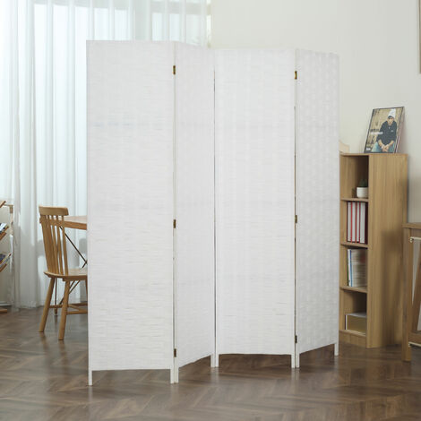 WIFESE Paravent 5 Panneaux Blanc - Séparateur De Pièce Pliable, 433x180 Cm, Pour Intimité Et Décoration