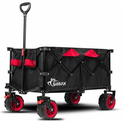 SUNNY Billy Chariot de Transport en Bois, Chariot pour Enfants rouge, Capacité 100 kilos, 94x61x97cm