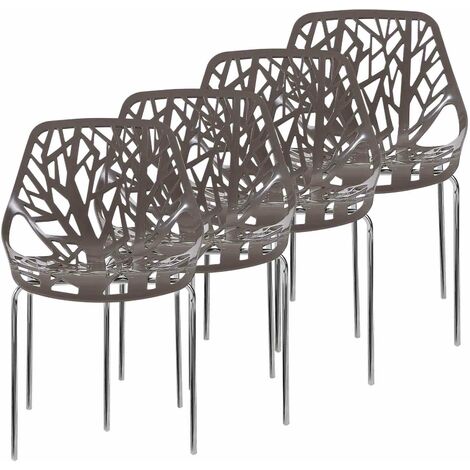 Chaise de bureau en polycarbonate – Lot de 4 – Hauteur d'assise 45 cm – Base métal – Design moderne pour salle à manger et bureau – Makika (1/5)