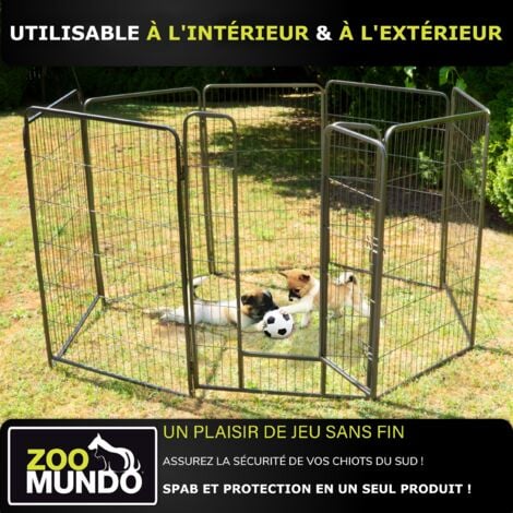 Parc Enclos pour chien chiot et lapin GARDEO80x100x4, 4 panneaux 80X100cm,  0,64M2, modulable, intérieur et extérieur, pliable, garantie 5 ans, Paitsy