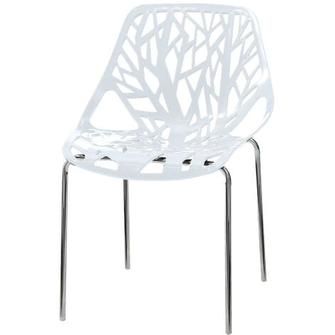 Makika Chaise de Design Siège de Bureau - CALUNA Ensemble de 4 en Blanc