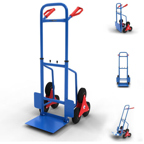 Diable pliable 150 kg – Construction en fer – 3 roues en caoutchouc – Réglable en hauteur – Dimensions 65x48x115 cm – Maxcraft (1/5)