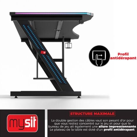 MY SIT Bureau Gaming Gizmo Ordinateur avec LED Lumières