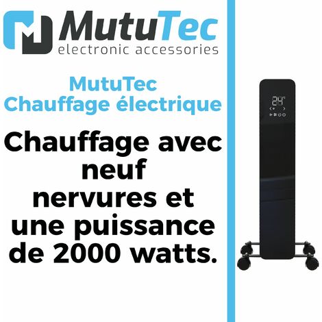 MutuTec Radiateur à bain d'huile / Chauffage Electrique 9 éléments 2000W -  Blanc, MA Trading