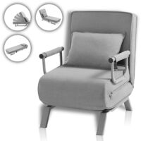 Fauteuil convertible pliable en lin et acier – Dimensions canapé 59x78,5x83 cm – Dimensions lit 186x59x28 cm – Capacité 200 kg – Makika