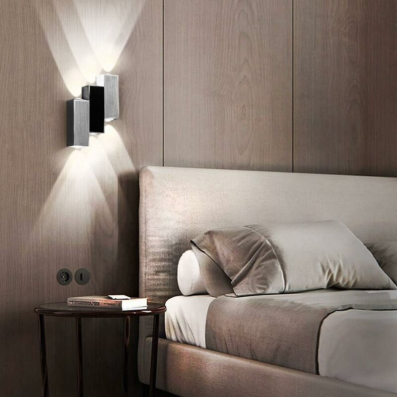Lovebay 6W LED Applique Murale Moderne 2pcs, Blanc Chaud Up Down Aluminium Lamp de Mur Intérieure pour Hôtel Couloir Salon Chambre Blanc Froid 