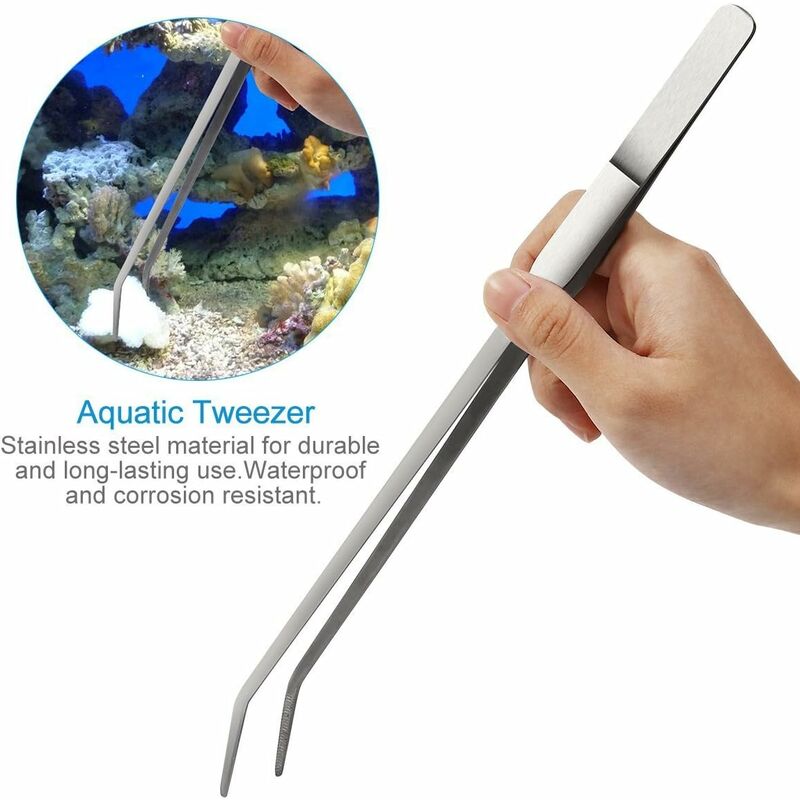 Aquarium Incurvé Pince 10.6" Acier Inox Aquatique Plante Forceps Clip