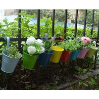 multi-usage d'argent pour balustrade balcon jardin universel en argent antirouille avec crochet Lot de 8 pots de fleurs en fer à repasser 