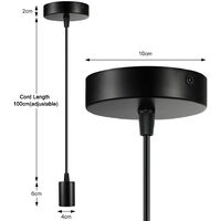 Suspension de lampe en métal, douilles de lampe E27 avec câble, pendule à cordon, câble de suspension, idéal pour l'éclairage de plafond, 1m, noir