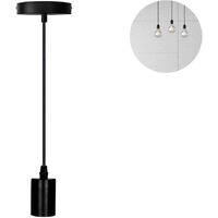 Suspension de lampe en métal, douilles de lampe E27 avec câble, pendule à cordon, câble de suspension, idéal pour l'éclairage de plafond, 1,5 m, noir